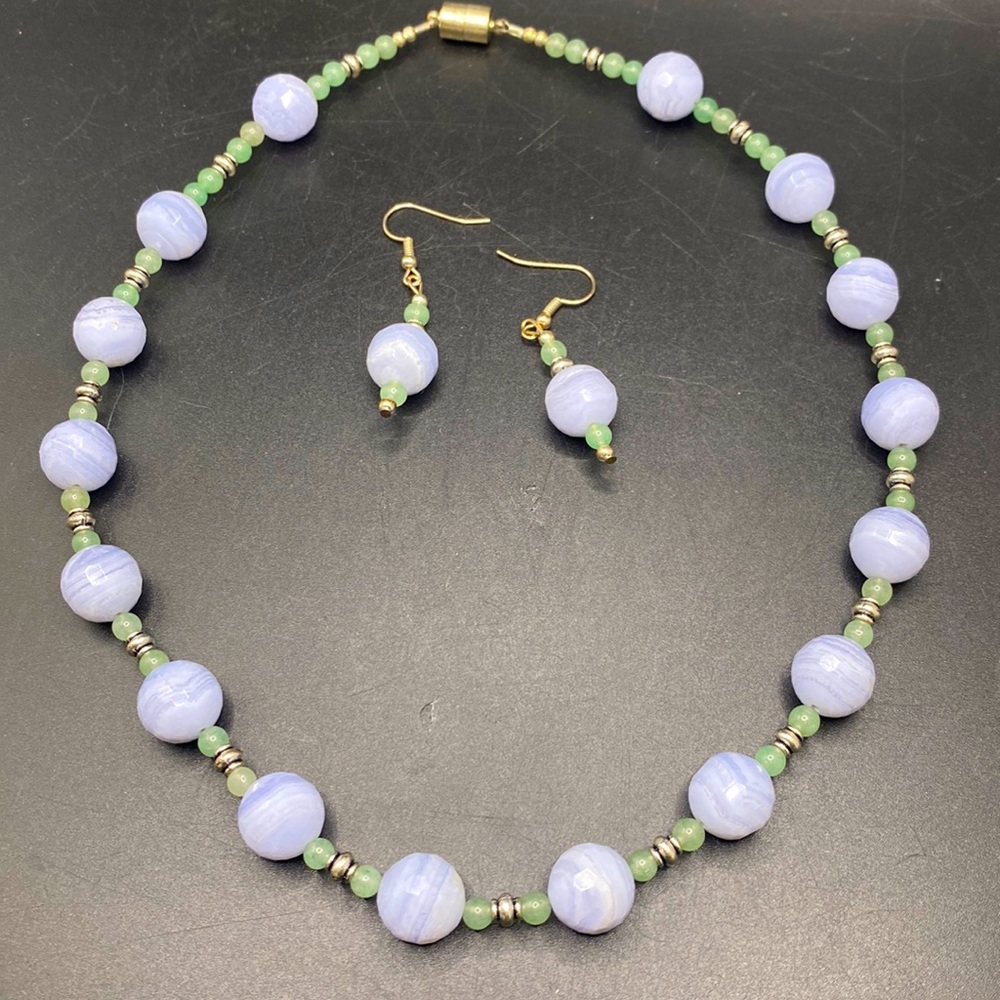 Natural Stone Necklace Earring Set